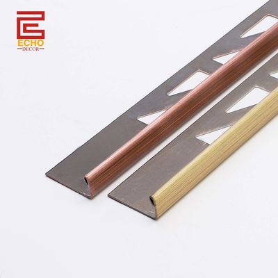 ποιότητας  Outdoor Straight Stainless Steel Tile Trim Flat Metal Edge Trim 10mm εργοστάσιο