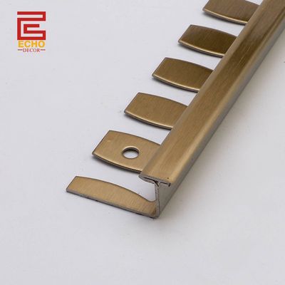 CE ISO 6mm Ατσάλινα πλακάκια Τρίμ Metal Brass Tile To Tile Τρίμ πάτωμα